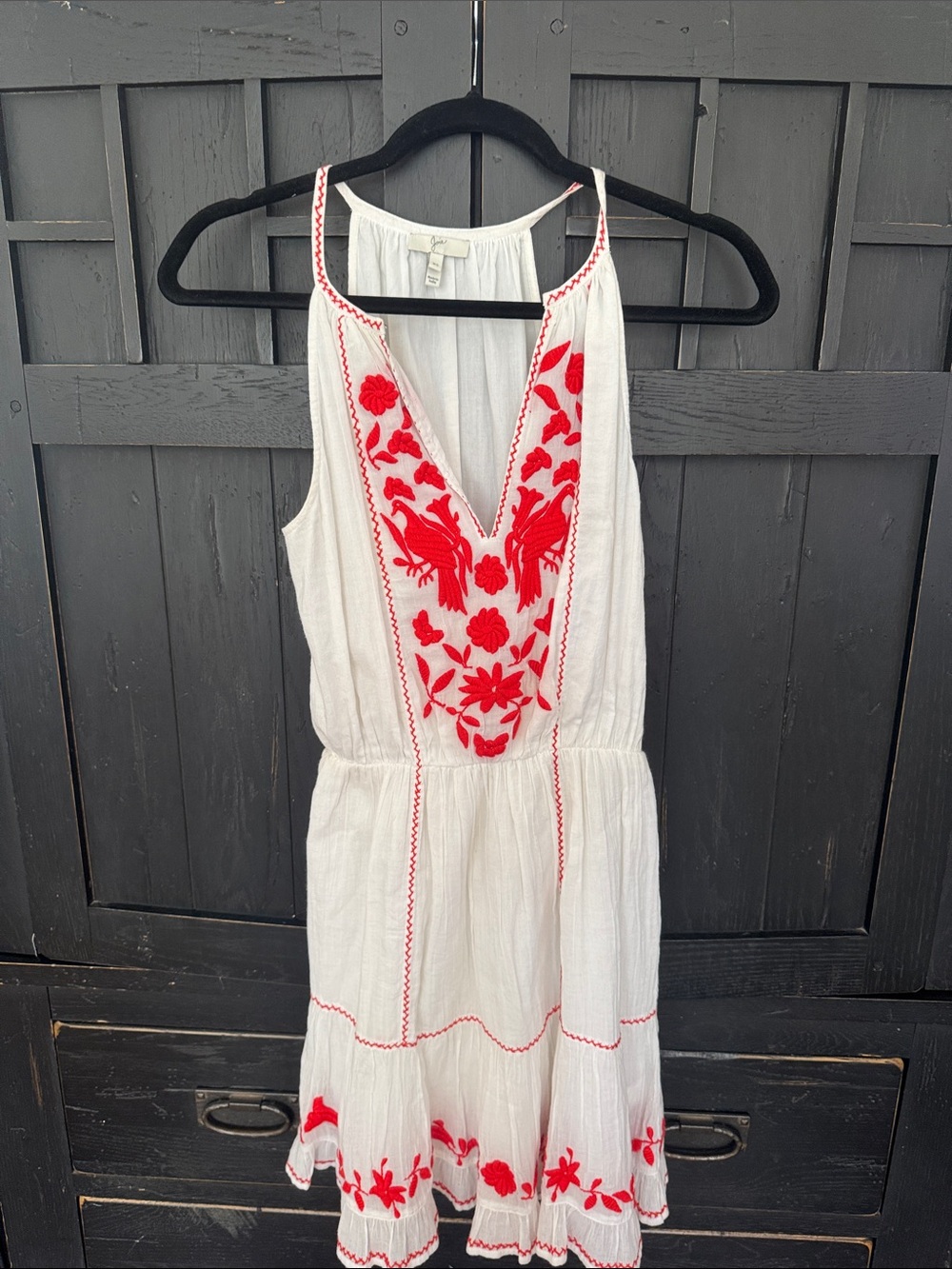 Joie White Sundress with Red Embroidery - Women's Dress XS